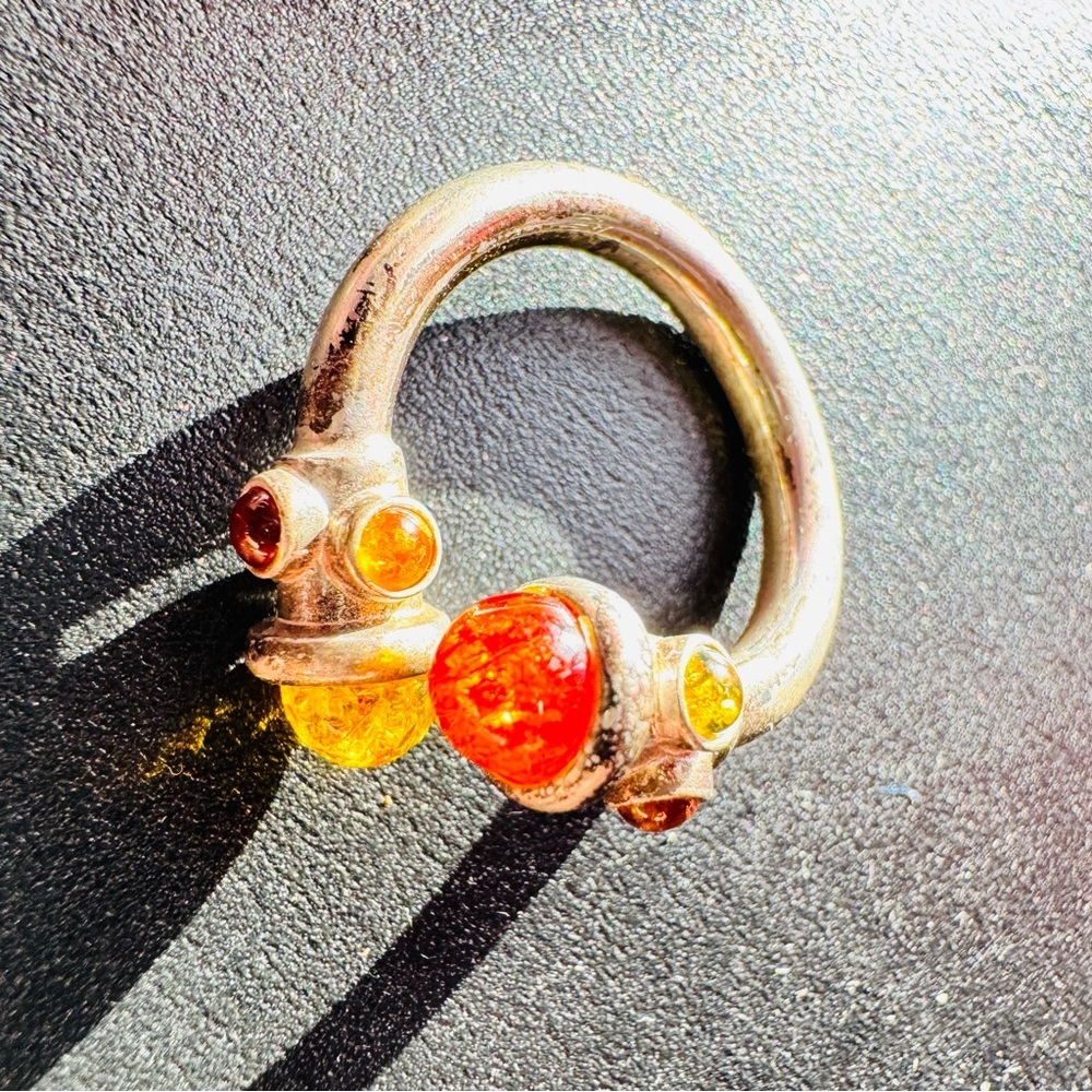 VOLMER BAHNER Amber Sterling Bypass Ring 925